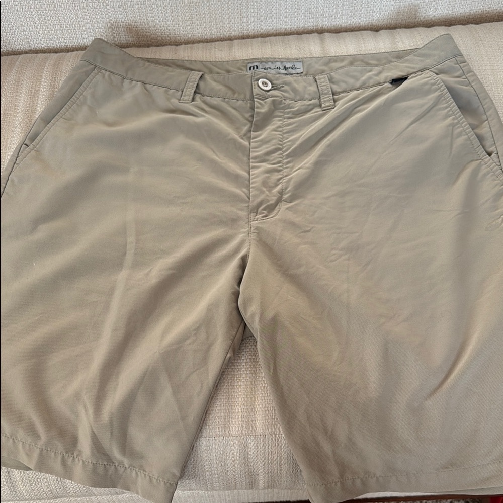 Travis Mathew Khaki Flat Front Shorts